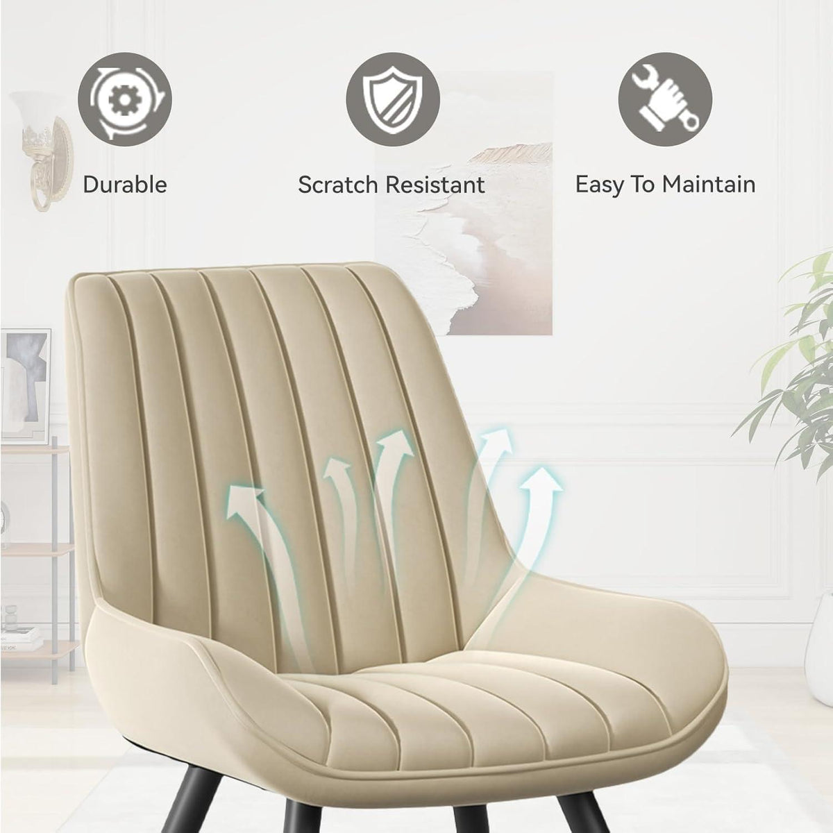 Moderner Esszimmerstuhl gepolstert – Beige, 6er Set