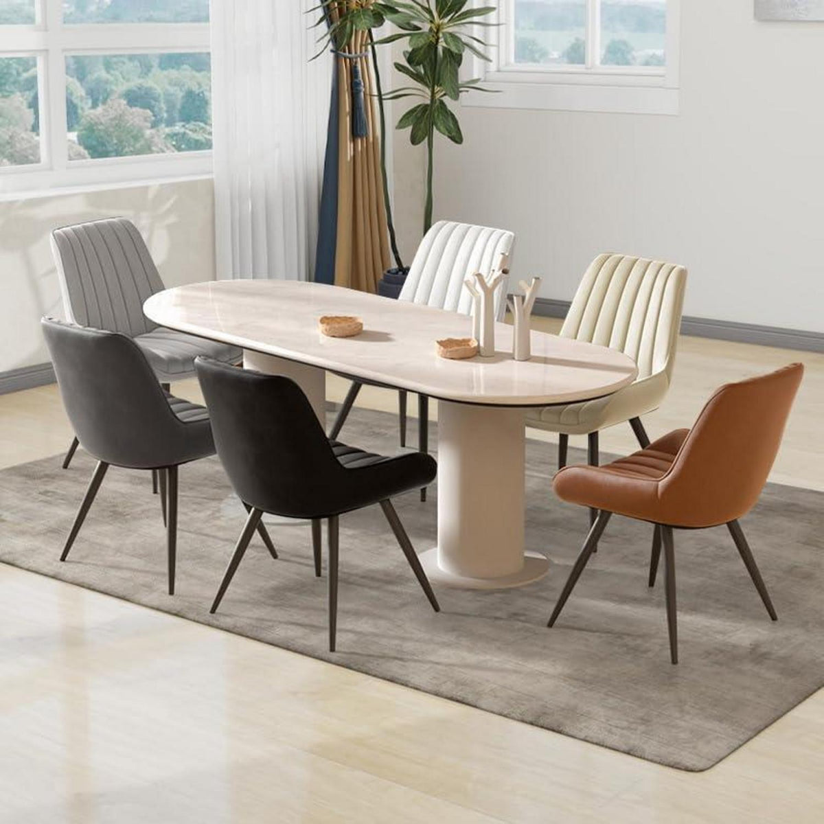 Gepolsterter Esszimmerstuhl Braun - 6er Set | Modern & Komfortabel