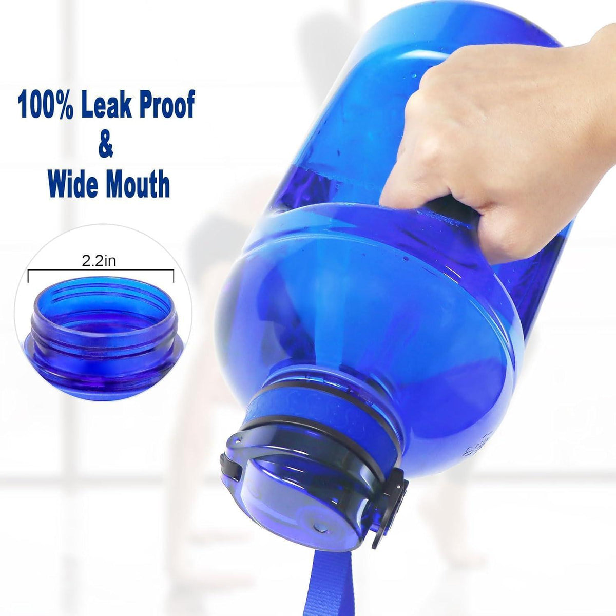 3L Motivations-Trinkflasche mit Strohhalm & Zeitmarkierung (Royal Blue)