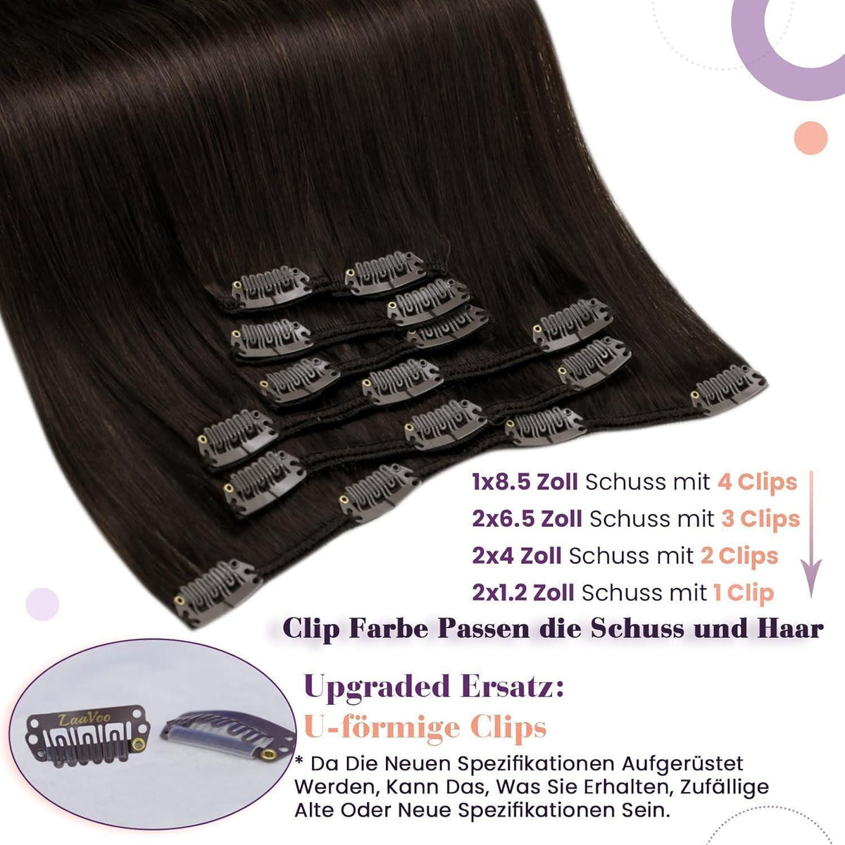 Clip-in Echthaar Haarverlängerung Gerade 50cm #2