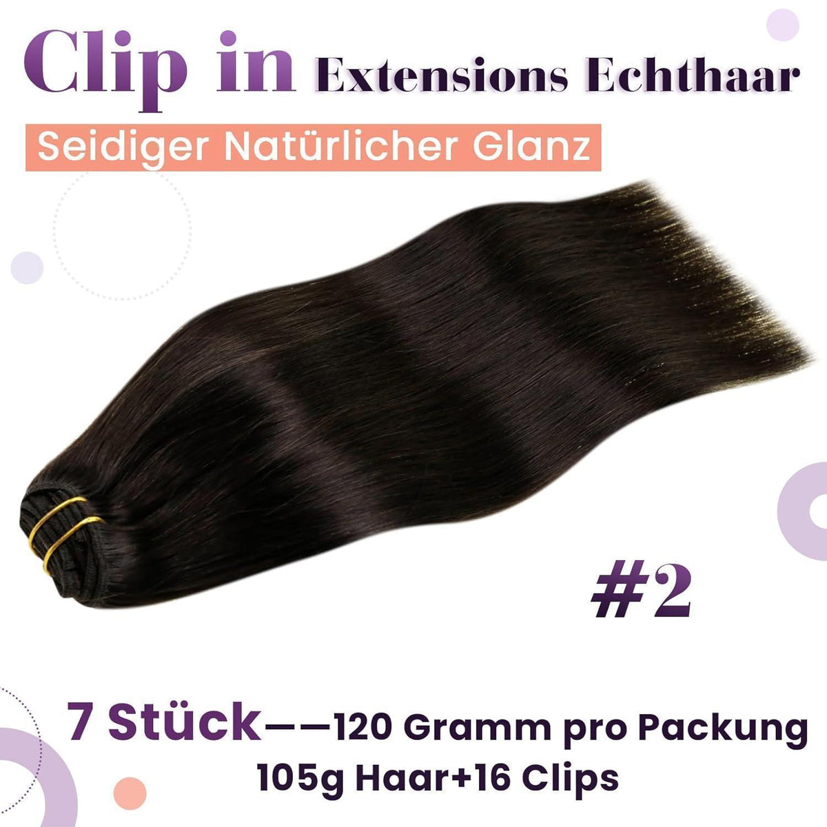 Clip-in Echthaar Haarverlängerung Gerade 50cm #2