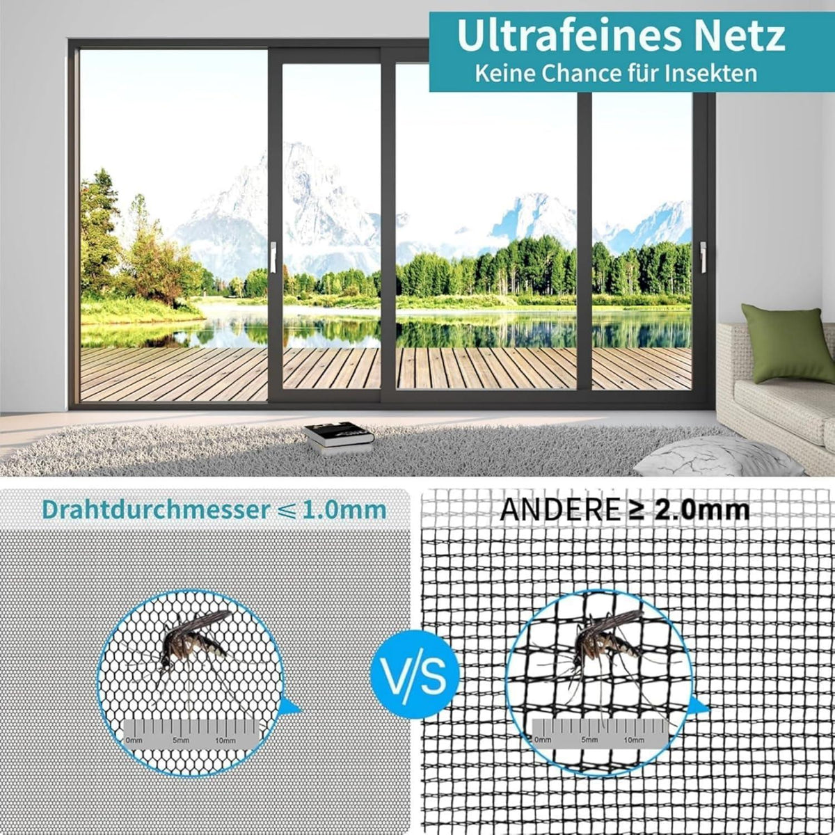 Fliegengitter Fenster 100x3000cm Edelstahl Zuschneidbar