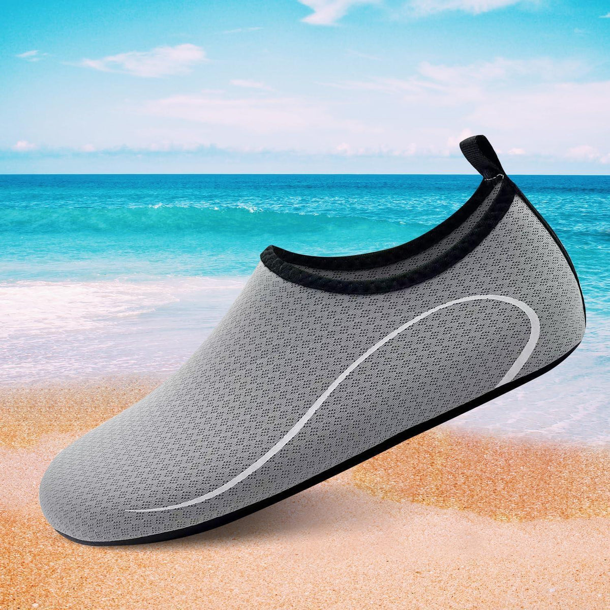 Wasserschuhe Damen Herren Schnelltrocknend Anti-Rutsch Grau 36-46