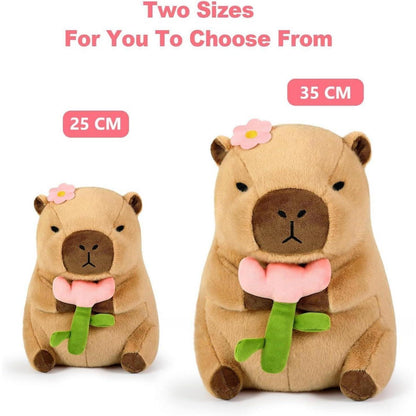 Capybara Kuscheltier mit Blume – 30cm Plüschtier & Kissen