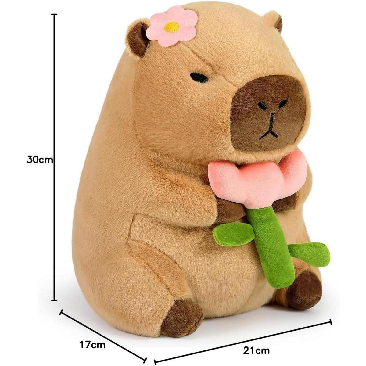 Capybara Kuscheltier mit Blume – 30cm Plüschtier & Kissen