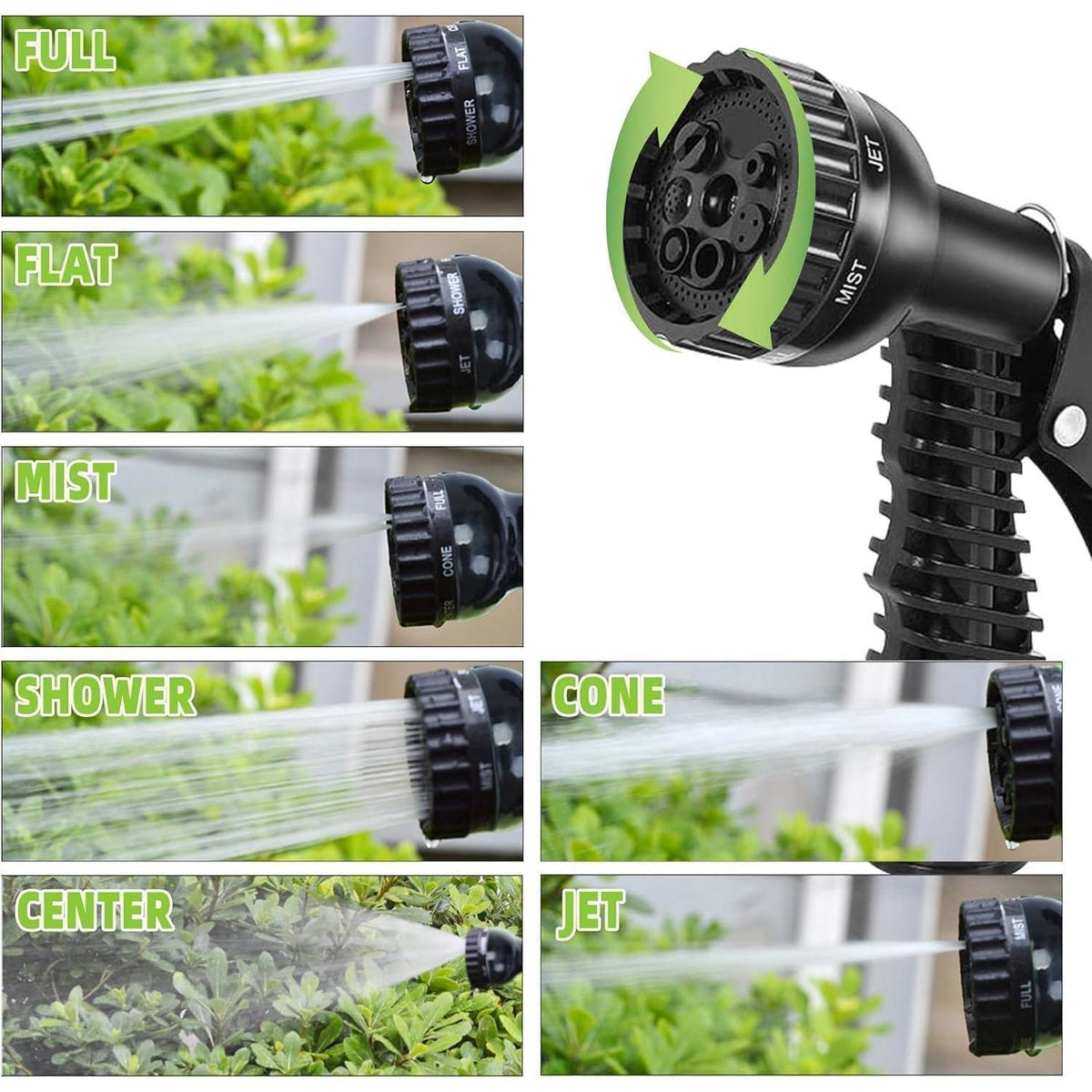 Flexibler Gartenschlauch 15m mit 7 Funktionen, erweiterbar