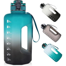 2.2L Trinkflasche mit Zeitmarkierung & Griff - Grün/Schwarz