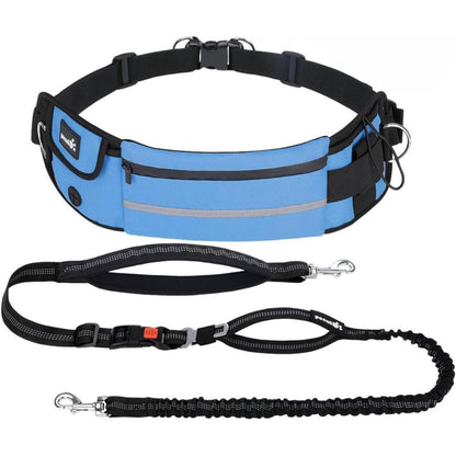 Joggingleine für Hunde mit Bauchgurt, elastisch, blau