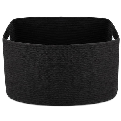 XXL Geflochtener Wäschekorb 72L – Schwarz, 56x43x30cm