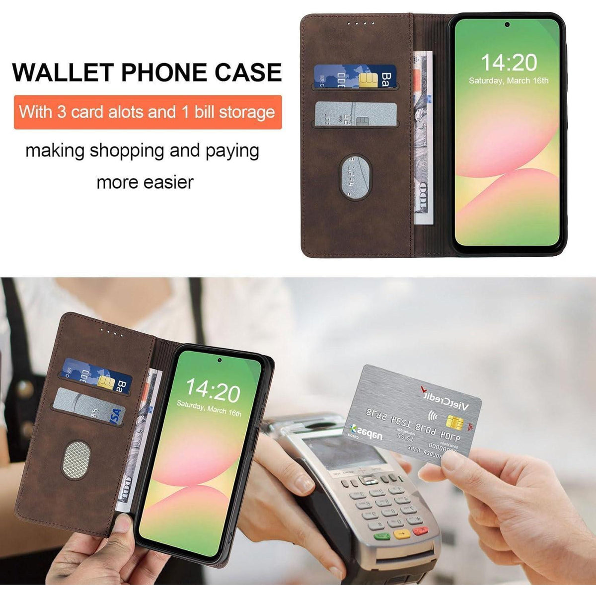 Handyhülle mit Panzerglas für Samsung A56/A36 5G, Flip Case mit RFID-Schutz in Lederoptik