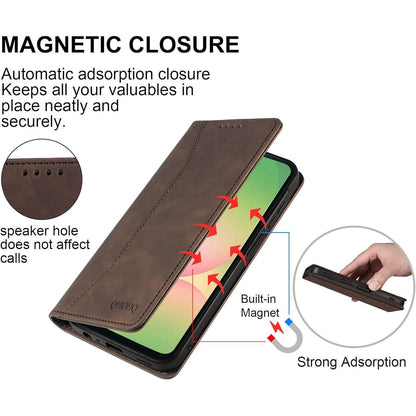 Handyhülle mit Panzerglas für Samsung A56/A36 5G, Flip Case mit RFID-Schutz in Lederoptik