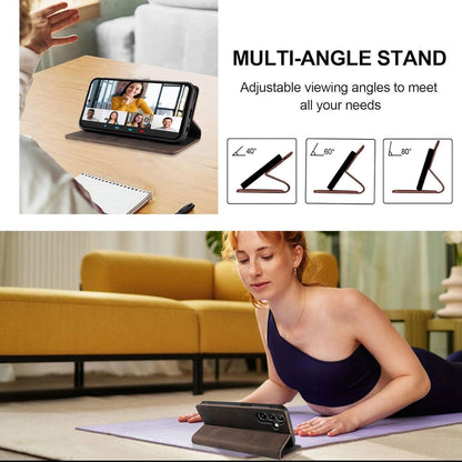 Handyhülle mit Panzerglas für Samsung A56/A36 5G, Flip Case mit RFID-Schutz in Lederoptik