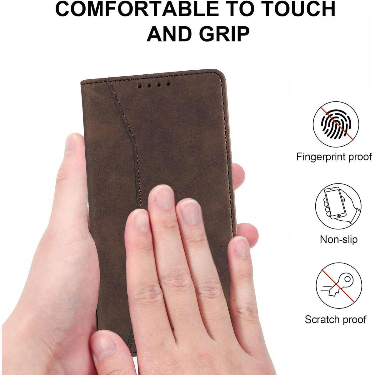 Handyhülle mit Panzerglas für Samsung A56/A36 5G, Flip Case mit RFID-Schutz in Lederoptik