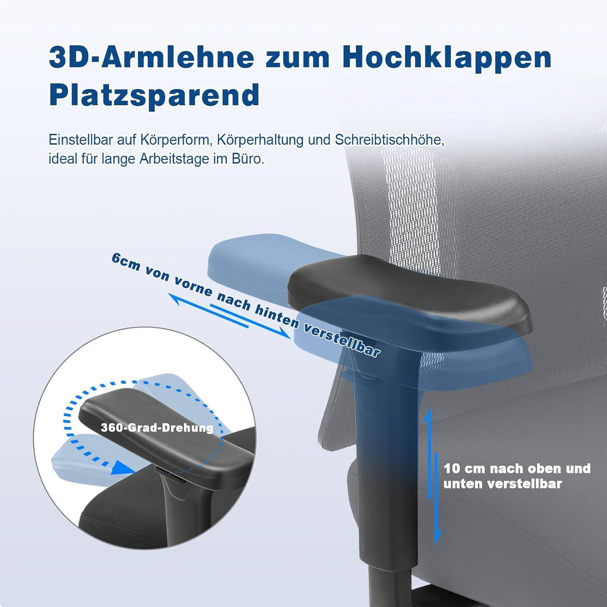 Ergonomischer Bürostuhl Bürostuhl mit Verstellbaren Armlehnen und Höhenverstellung