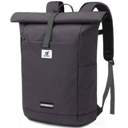 Rolltop Rucksack grau – Laptopfach, Reiserucksack, Unisex