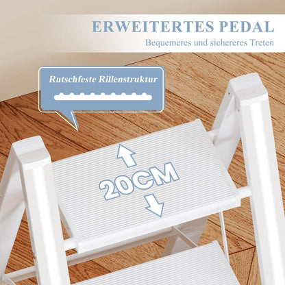 2 Stufen Klapptritt mit Anti-Rutsch-Pedalen Weiß