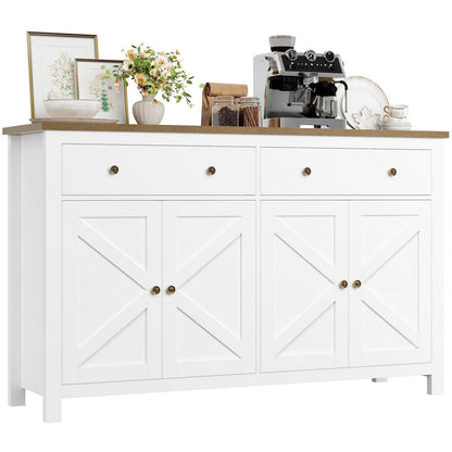 140cm Sideboard Weiß | Küchenschrank mit Arbeitsplatte & Schubladen