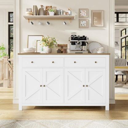 140cm Sideboard Weiß | Küchenschrank mit Arbeitsplatte & Schubladen