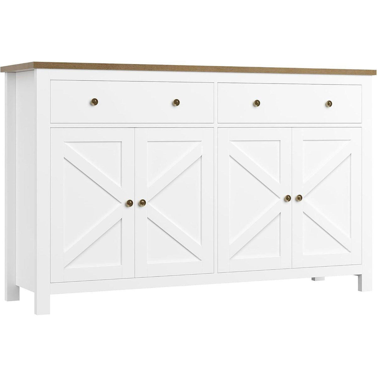 140cm Sideboard Weiß | Küchenschrank mit Arbeitsplatte & Schubladen