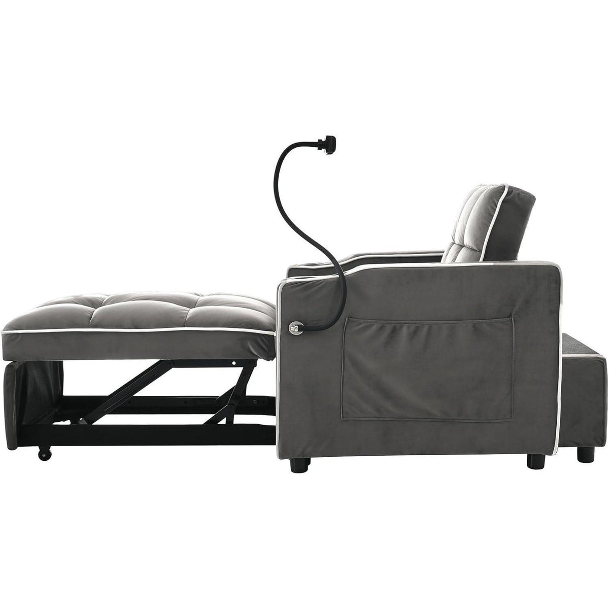 3-in-1 Schlafsofa mit Becherhaltern & Handyhalter – Dunkelgrau