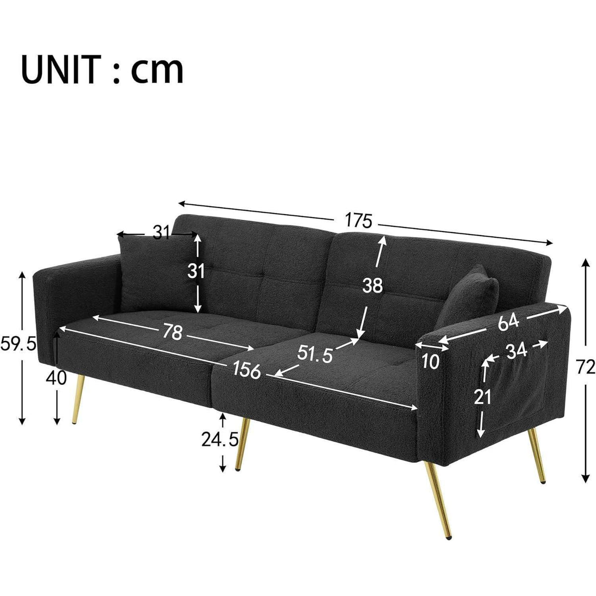 2-in-1 Schlafsofa mit verstellbarer Rückenlehne (Grau)