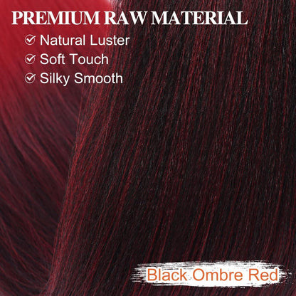 66cm Pre Stretched Braiding Haare 8er Set Ombre Rot