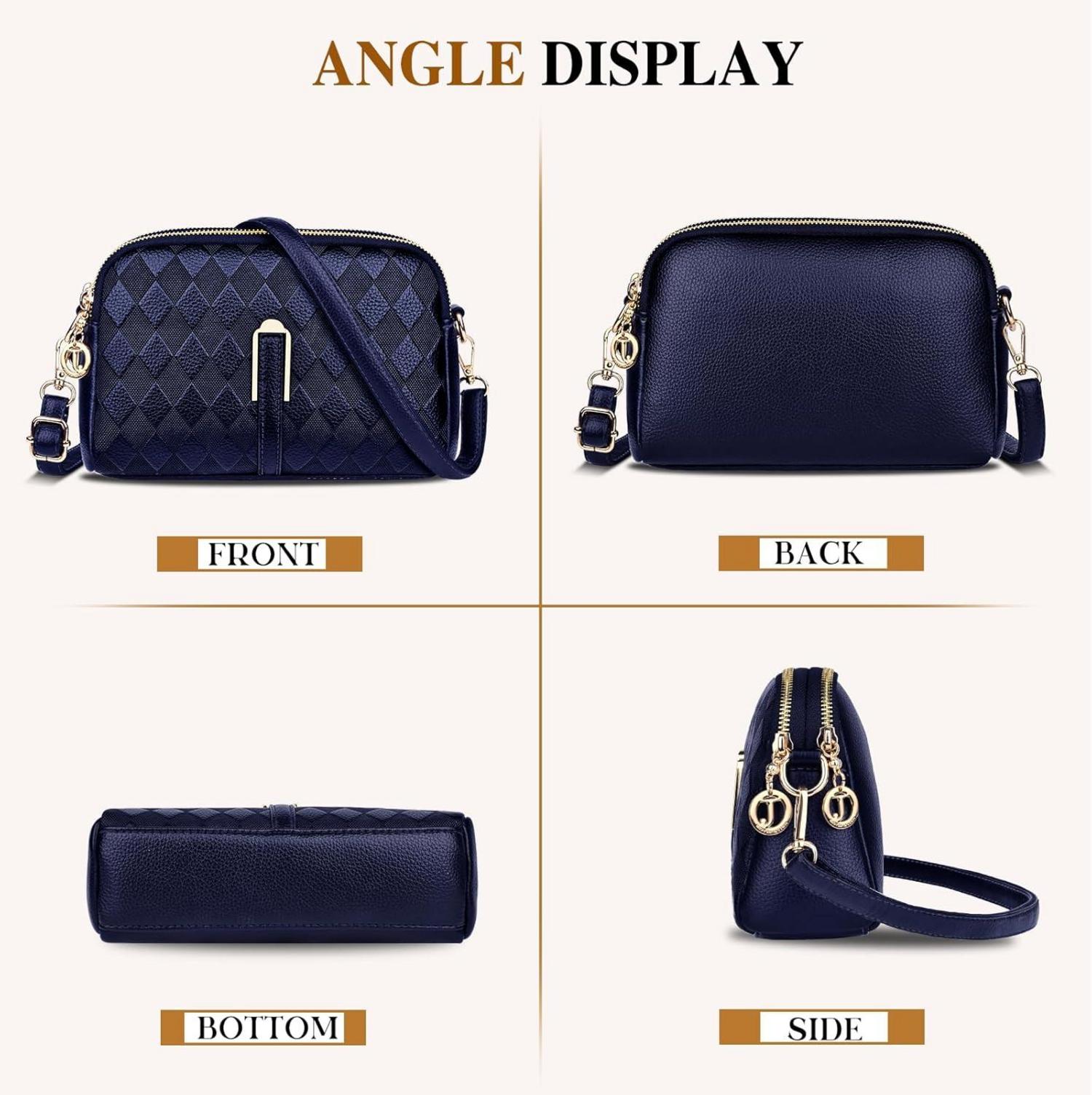 TEUEN Kleine Damen Umhängetasche Leder Crossbody