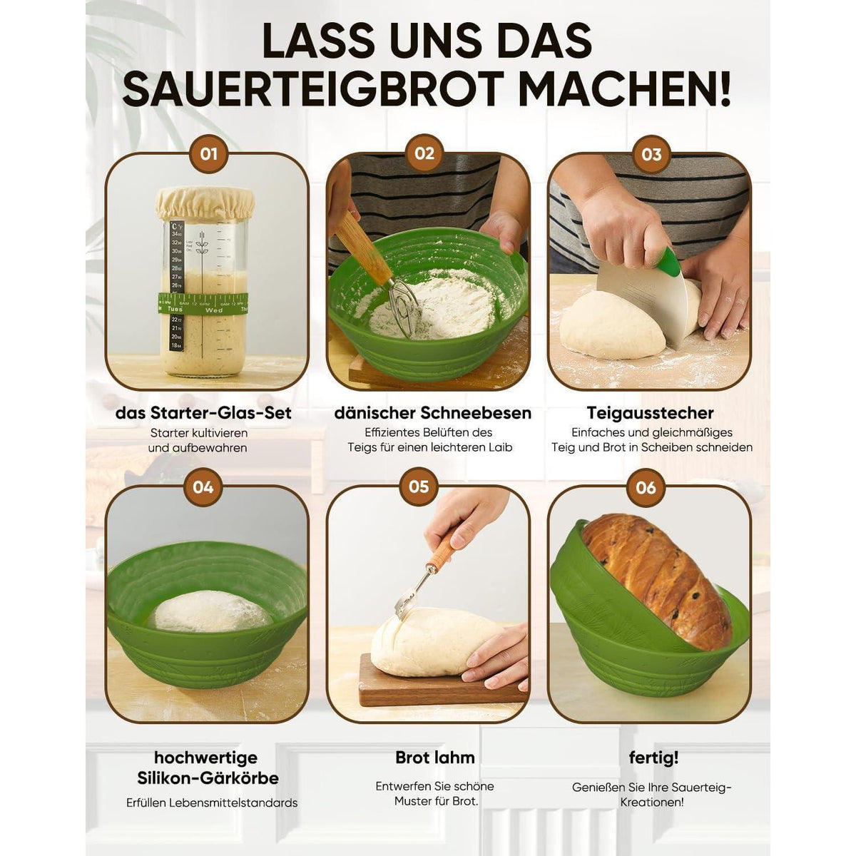 Sauerteig Starterset: Gärkörbchen, Gärglas & Zubehör