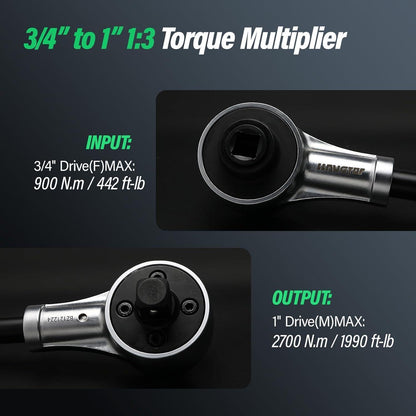 Drehmomentvervielfältiger 3/4" 2900 Nm 1:3 mit Reaktionsarm