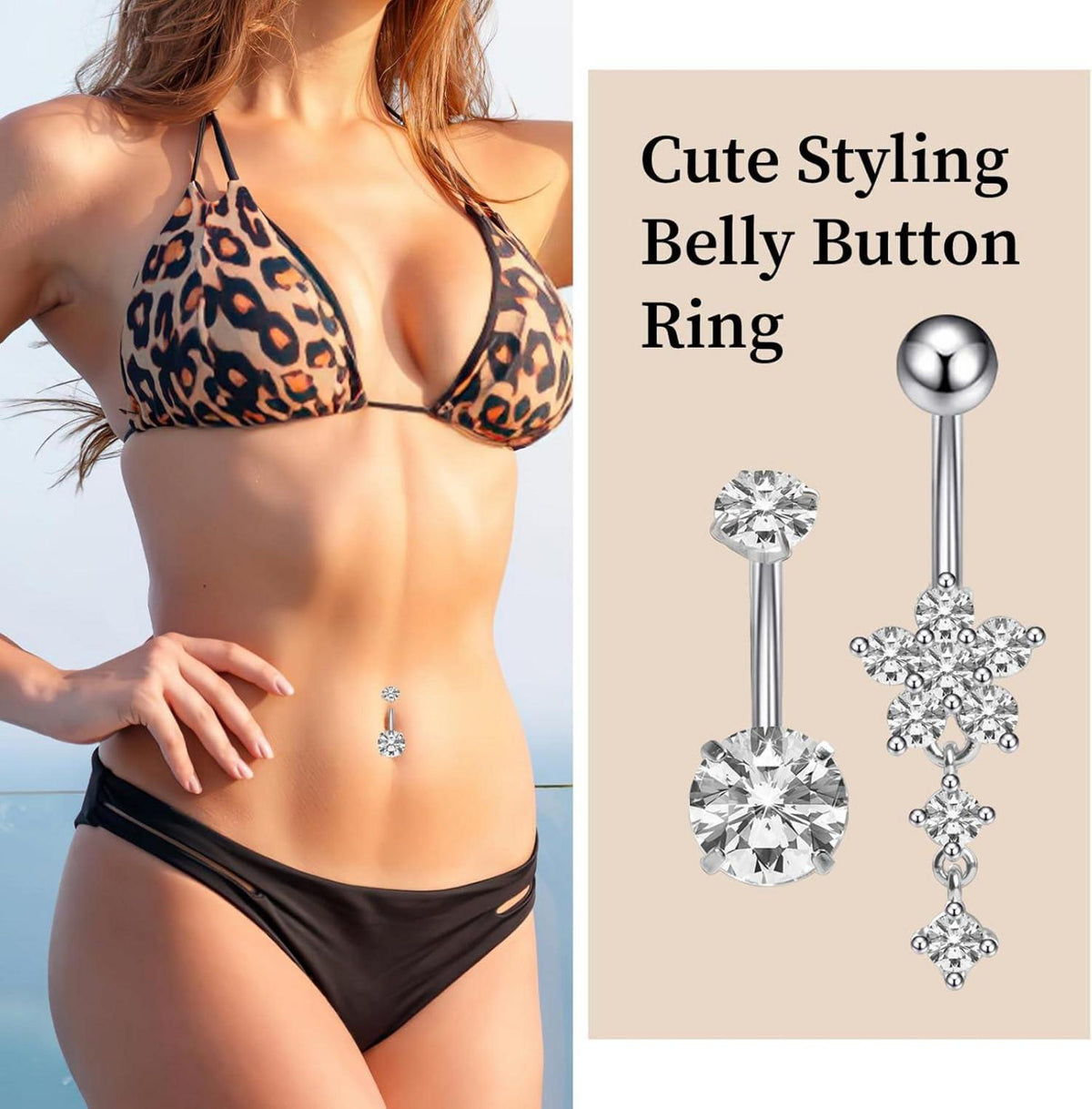 5er Set Bauchnabelpiercing Chirurgenstahl 14G Silber Belly Piercing