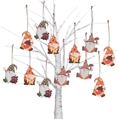 Holzanhänger Herbst Deko Zwerg Pilz Ahornblatt 12er Set
