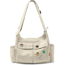 Canvas Umhängetasche Khaki mit vielen Fächern