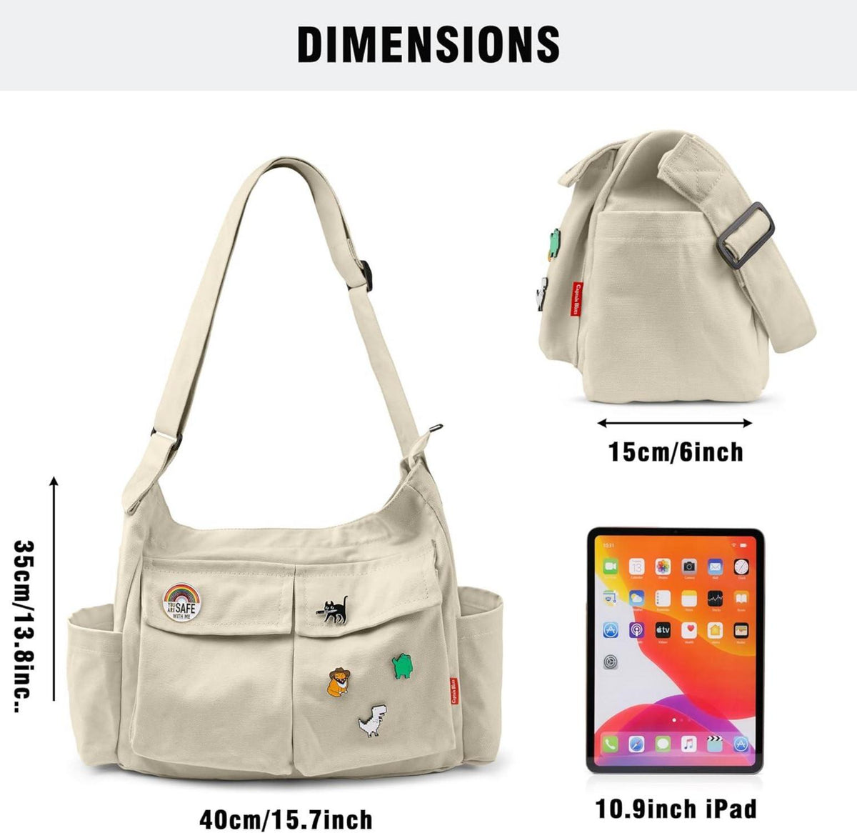 Canvas Messenger Bag für Frauen und Männer - Große Umhängetasche