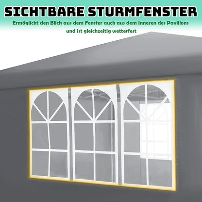 Wasserdichter Faltpavillon 2.5x2.5m mit Seitenteilen & UV-Schutz