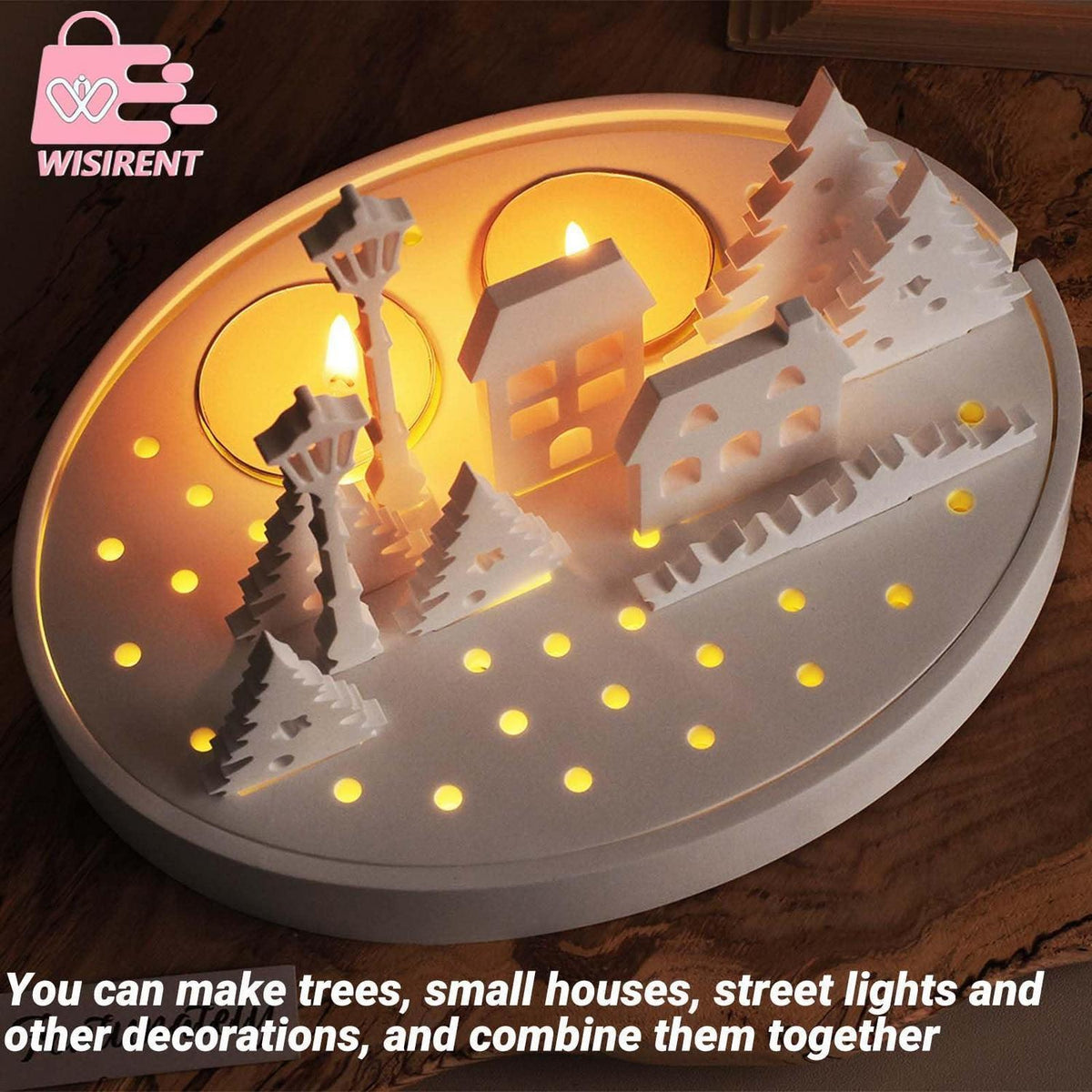 Silikonform Haus Baum Straßenlaterne – 3er Set für Gießharz & Kerzen