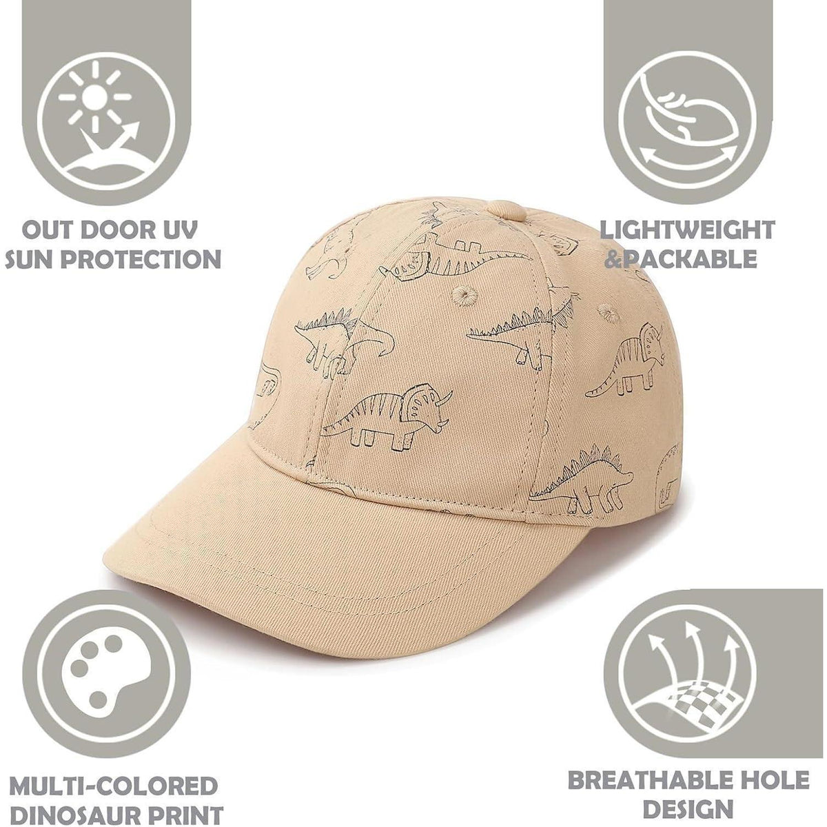 Baby Baseballmütze Dinosaurier – Unisex Mütze für Jungen & Mädchen 2-4 Jahre