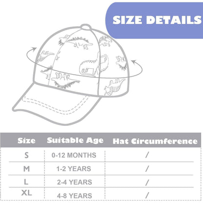 Baby Baseballmütze Dinosaurier – Unisex Mütze für Jungen & Mädchen 2-4 Jahre