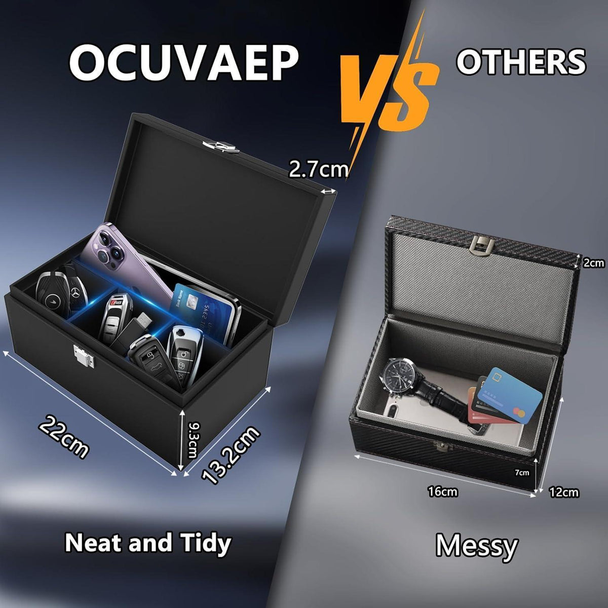 Keyless Go Autoschlüssel Box mit 2 Faraday Taschen – RFID Schutz