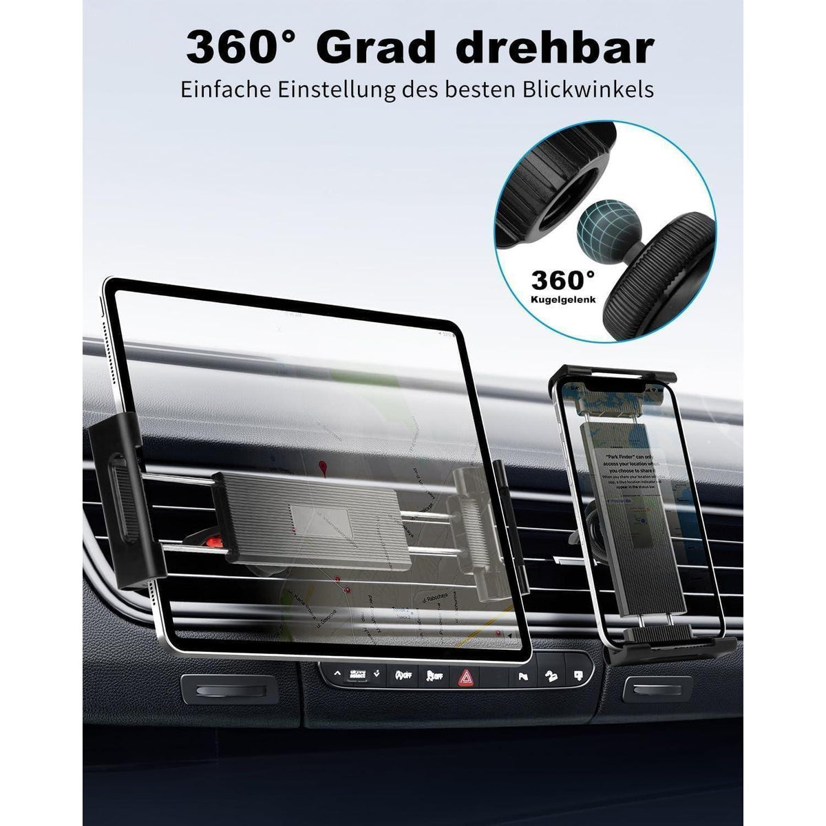 Auto Tablet Halterung Lüftung, 360° Drehbar & Stabil