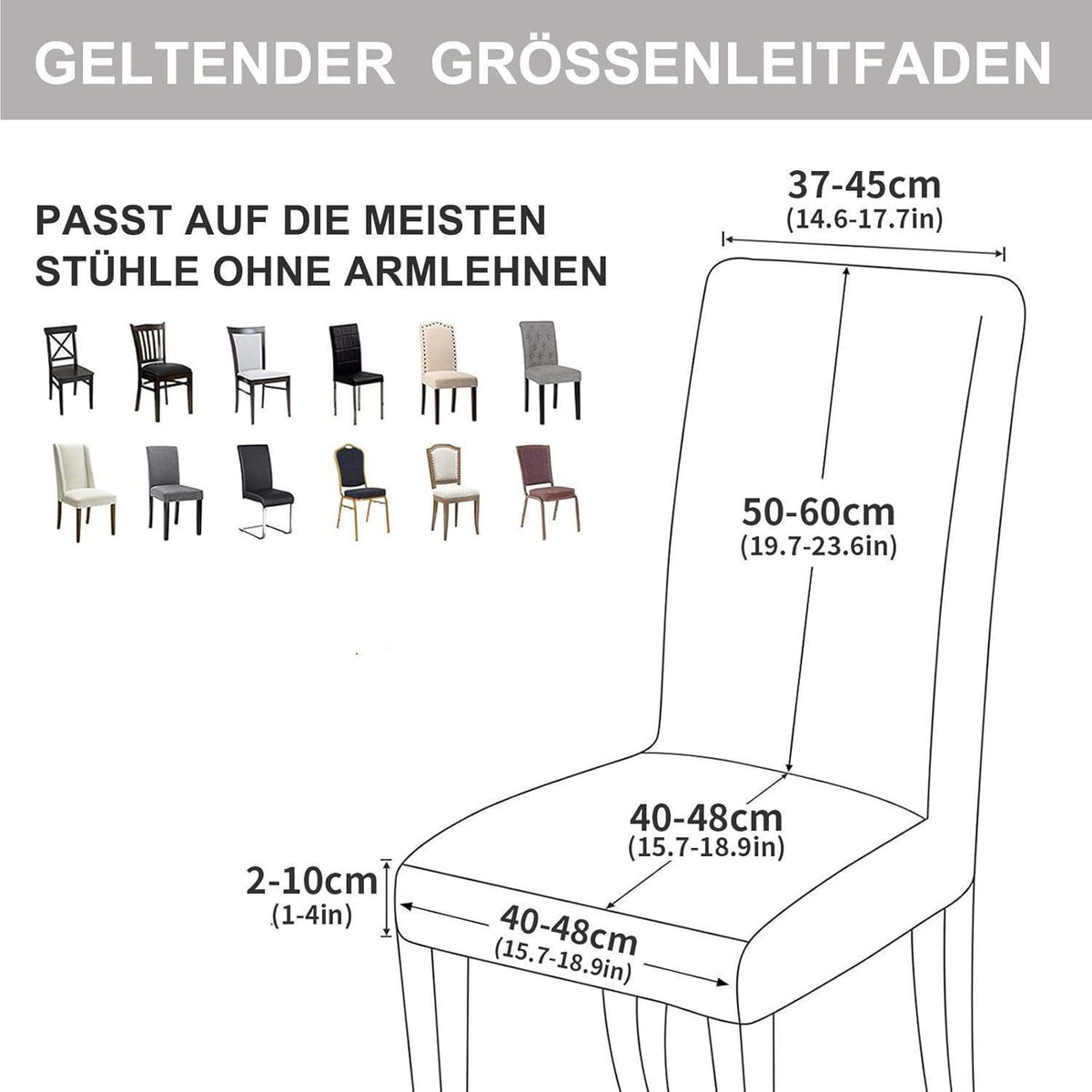 Sämischleder Stuhlhussen 6er Set – Grau, Stretch & Abnehmbar