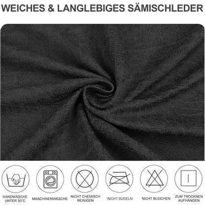 Stretch Stuhlhussen Sämischleder 6er Set Schwarz