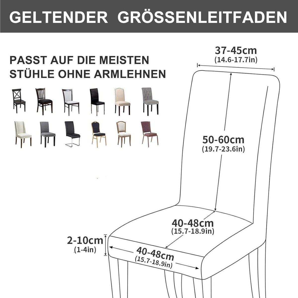 Stretch Stuhlhussen Sämischleder 6er Set Schwarz
