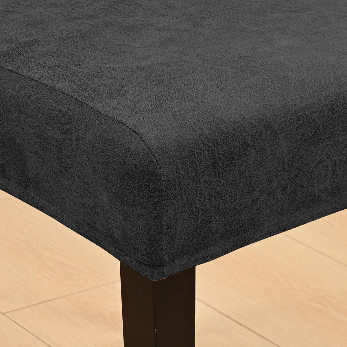 Stretch Stuhlhussen Sämischleder 6er Set Schwarz