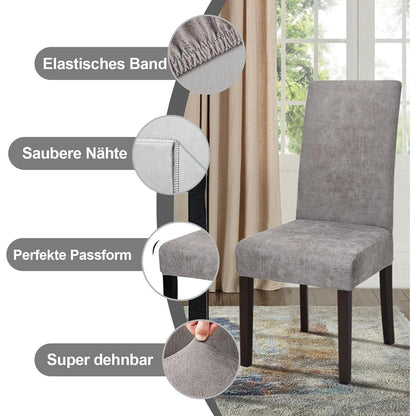 Stretch Stuhlhussen Set 4er Grau – Abnehmbar & Waschbar