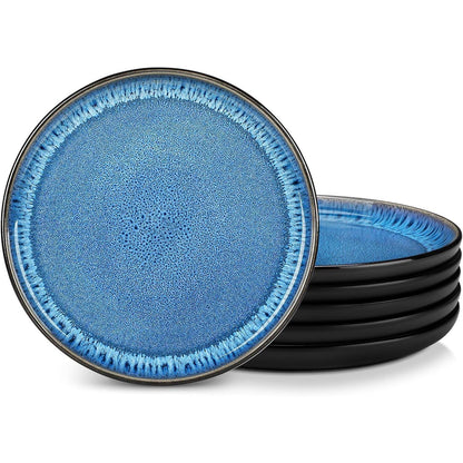 Steingut Geschirrset 18tlg für 6 Personen, Blau, Mediterranes Design