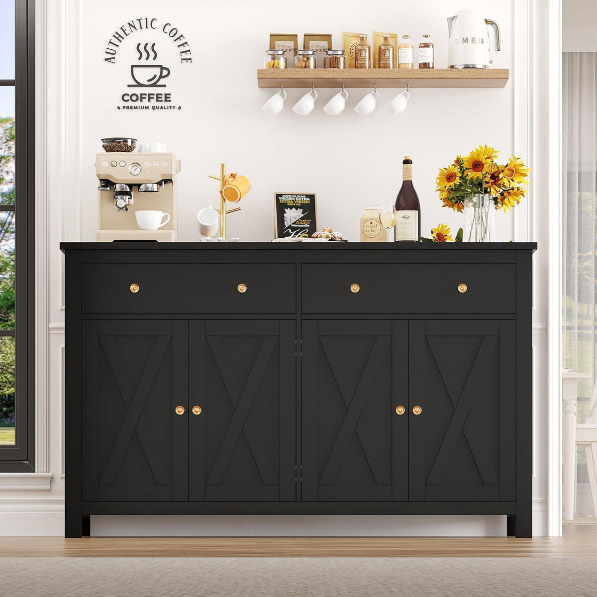 140cm Sideboard mit Arbeitsplatte – Küchenschrank & Buffetschrank