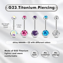 G23 Titan Bauchnabelpiercing 14G 12mm mit bunten Kugeln