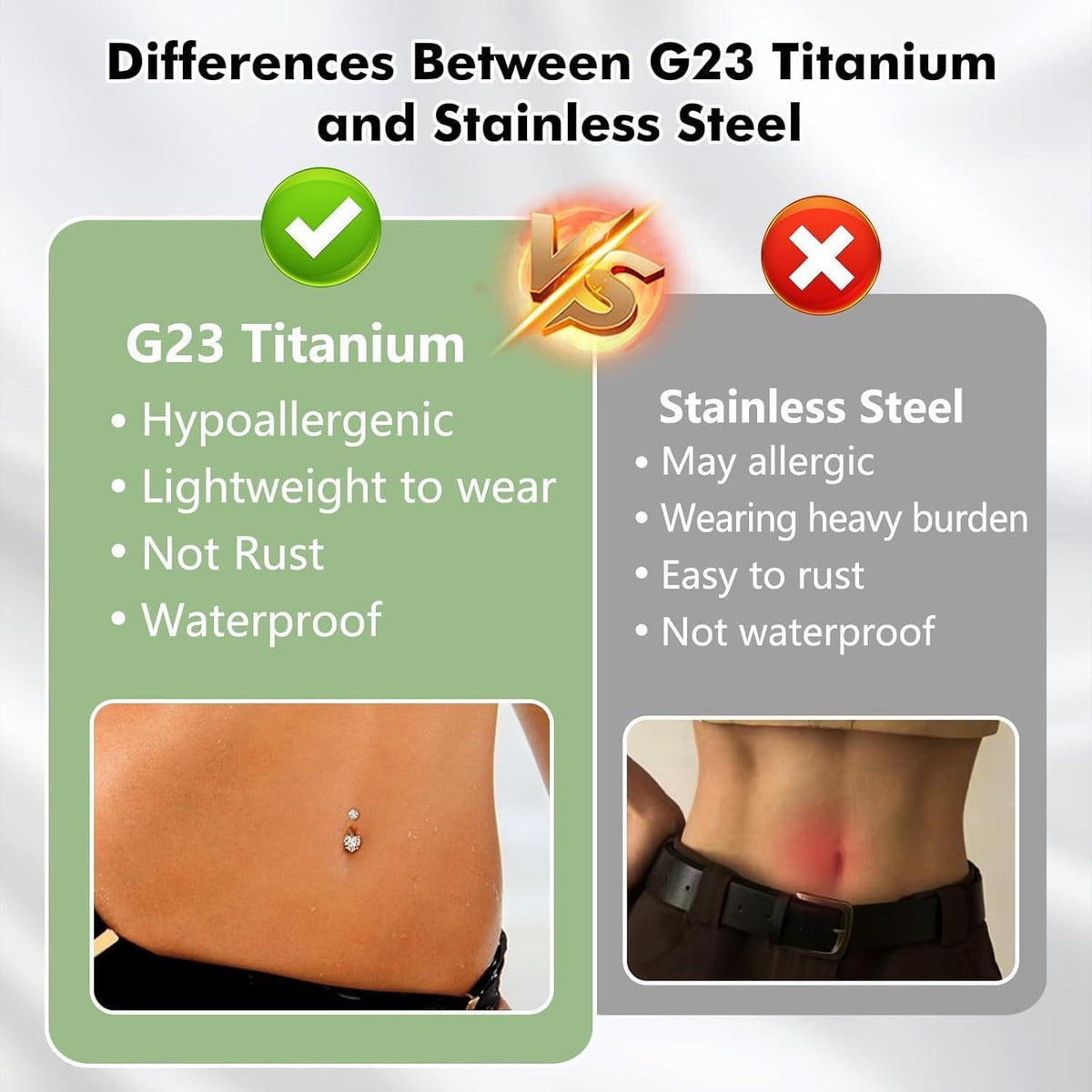 G23 Titan Bauchnabelpiercing 14G 12mm mit bunten Kugeln