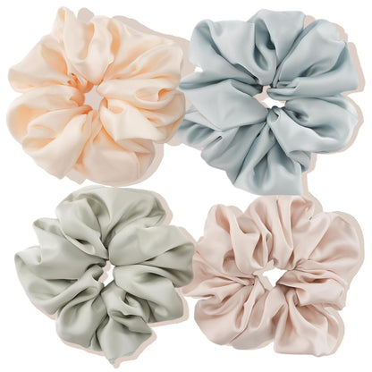 Große Seide Haargummis 4 Farben Scrunchies Satin Damen Mädchen
