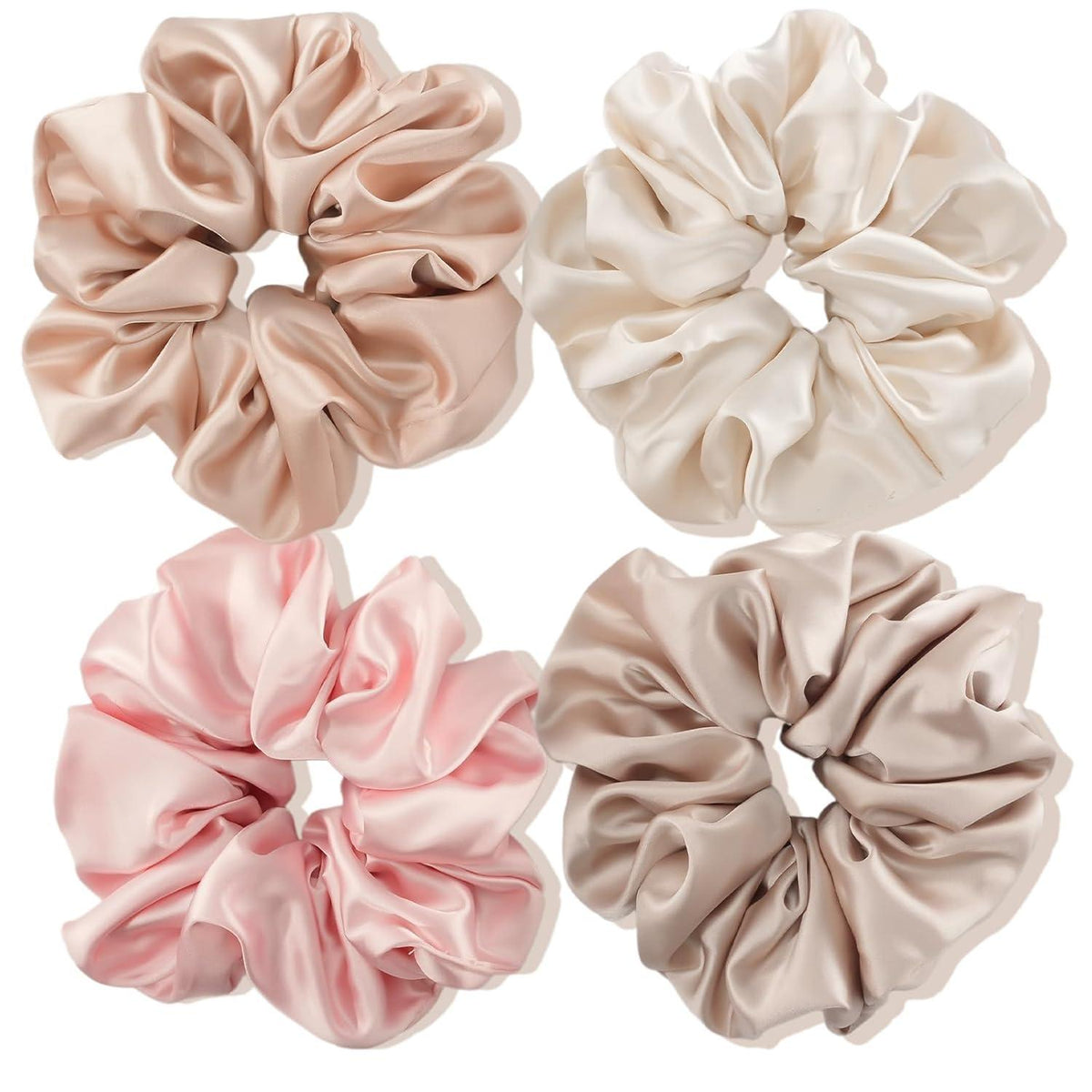 Seidige Haargummis Scrunchies Set Satin Groß 4 Farben